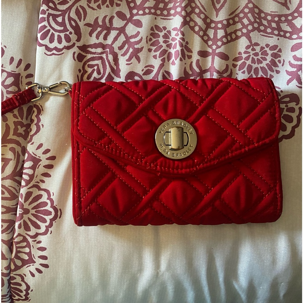 Tango Red Vera Bradley Clutch Wallet with Wrist Strap